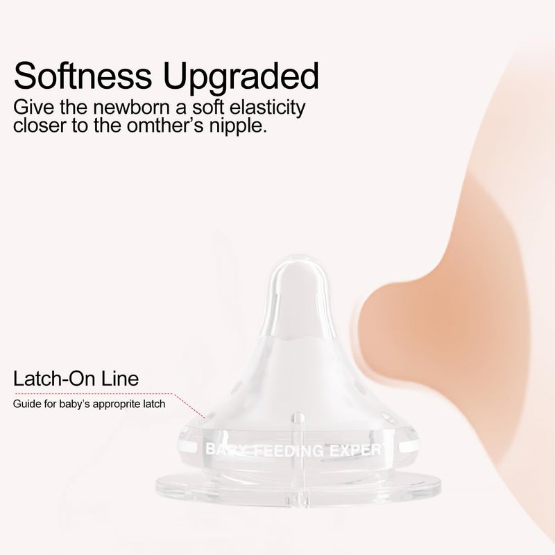 NUVIMI Natural Glass Baby Bottles Gentle & Extra Slow Flow, Newborn Breastfeeding Bottle with Anti Colic Nipple for 0 Months Babies, 3 Packs (White (5 Ounce), 1 Count (Pack of 3)) - Image 5